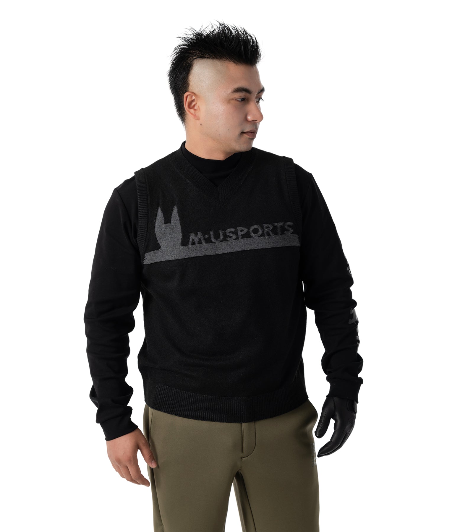 アーモ同色編み柄メンズベスト