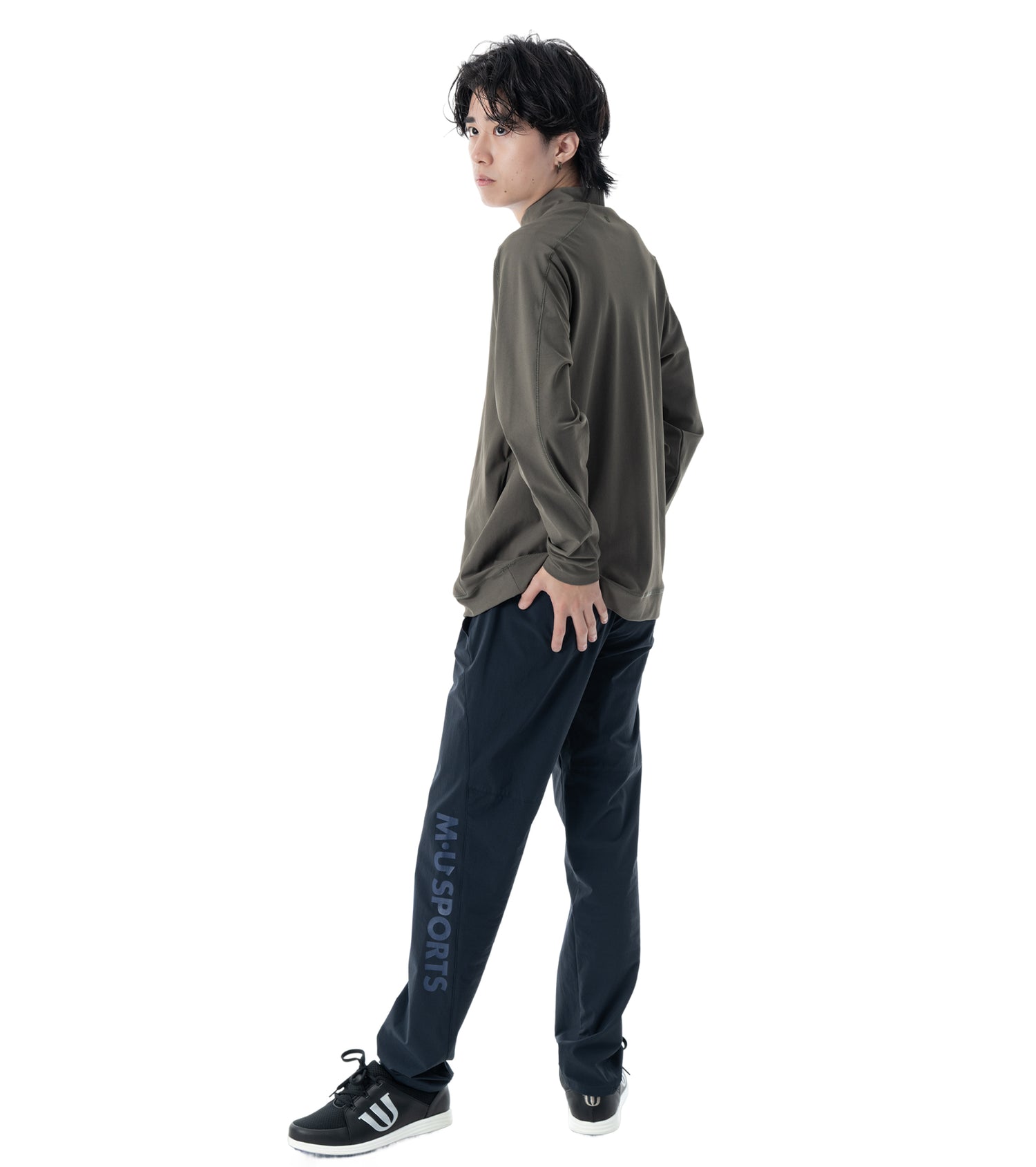 メンズアーモシルエット長袖モックネック