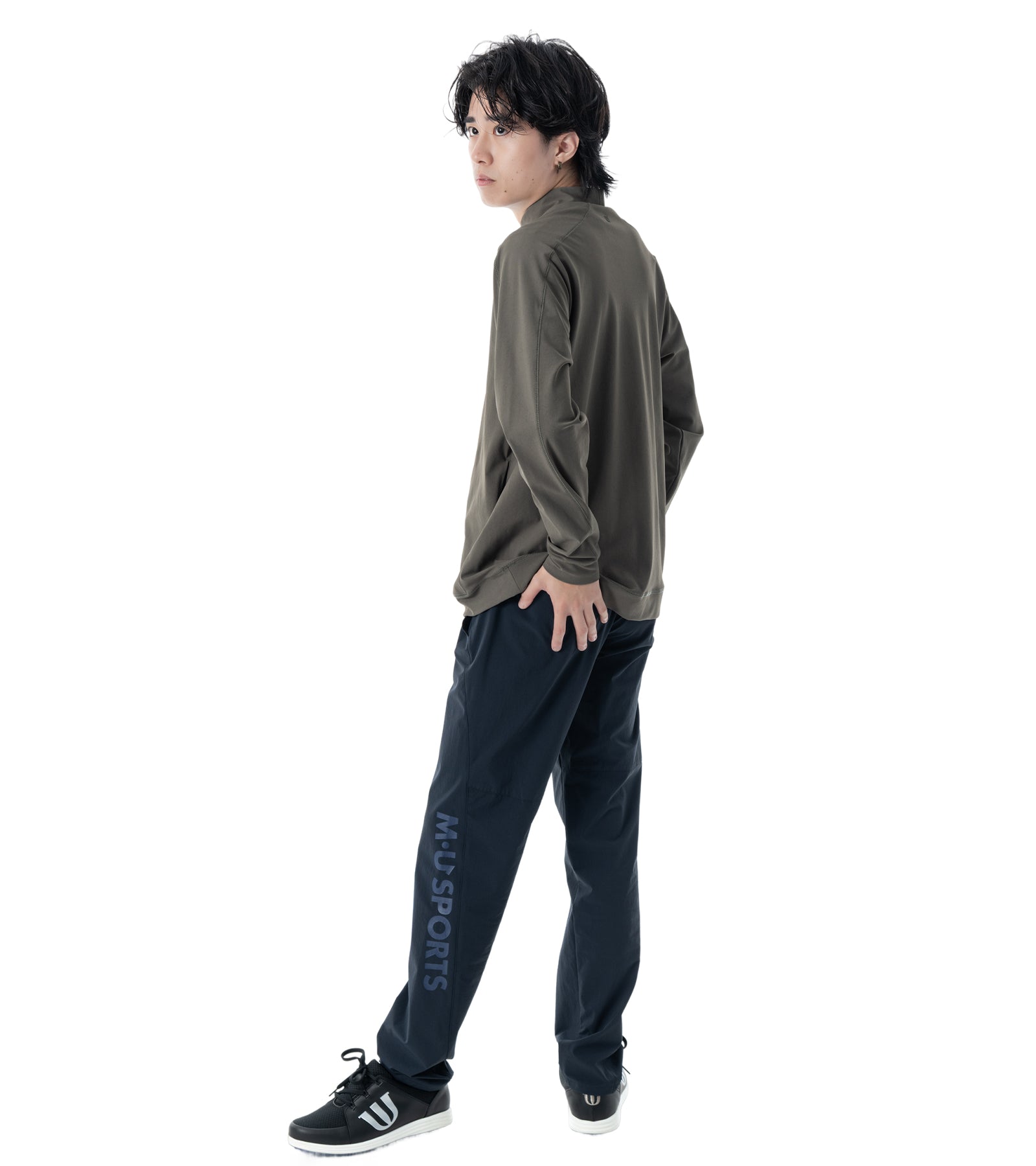 メンズアーモシルエット長袖モックネック