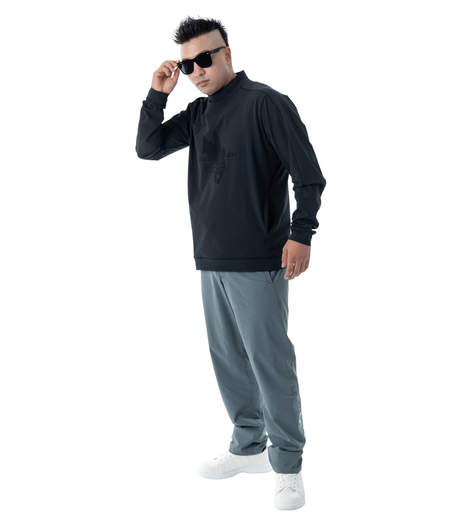 メンズアーモシルエット長袖モックネック