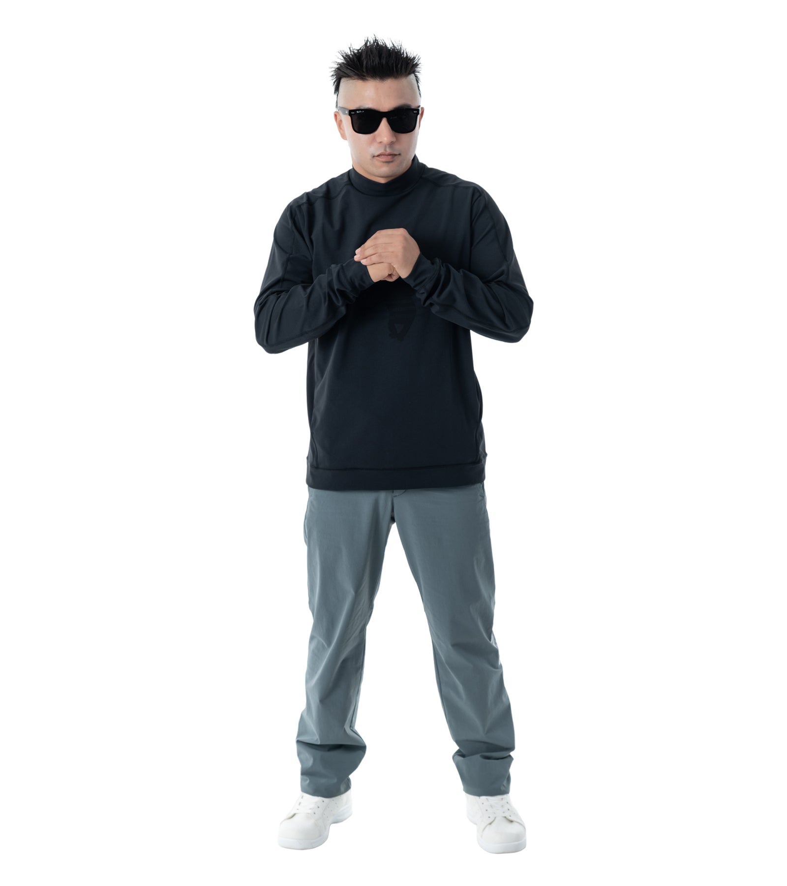 メンズアーモシルエット長袖モックネック