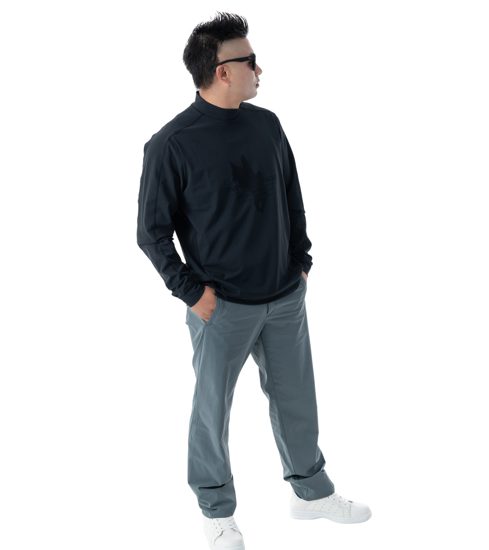 メンズアーモシルエット長袖モックネック