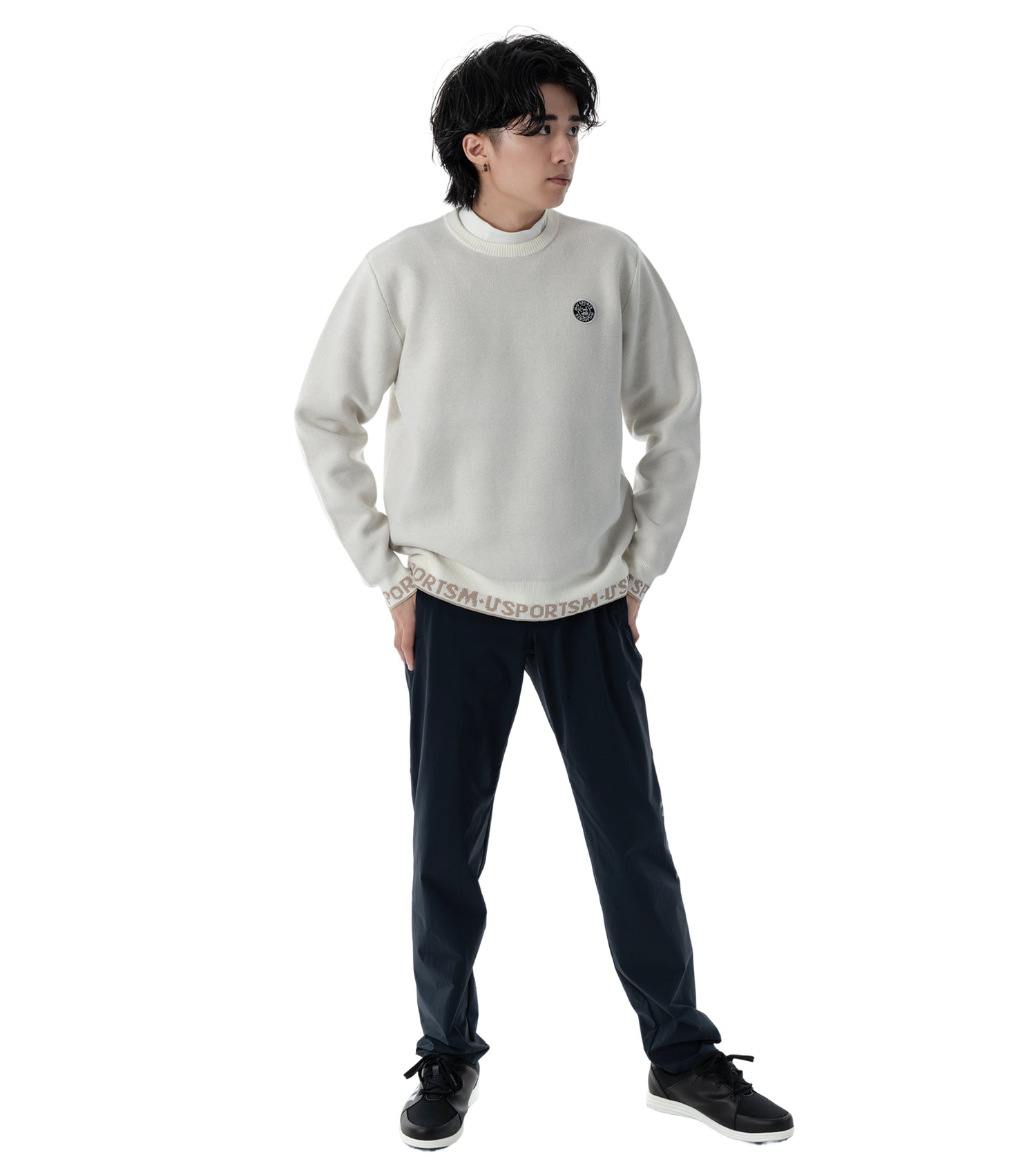 メンズスリム切替パンツ