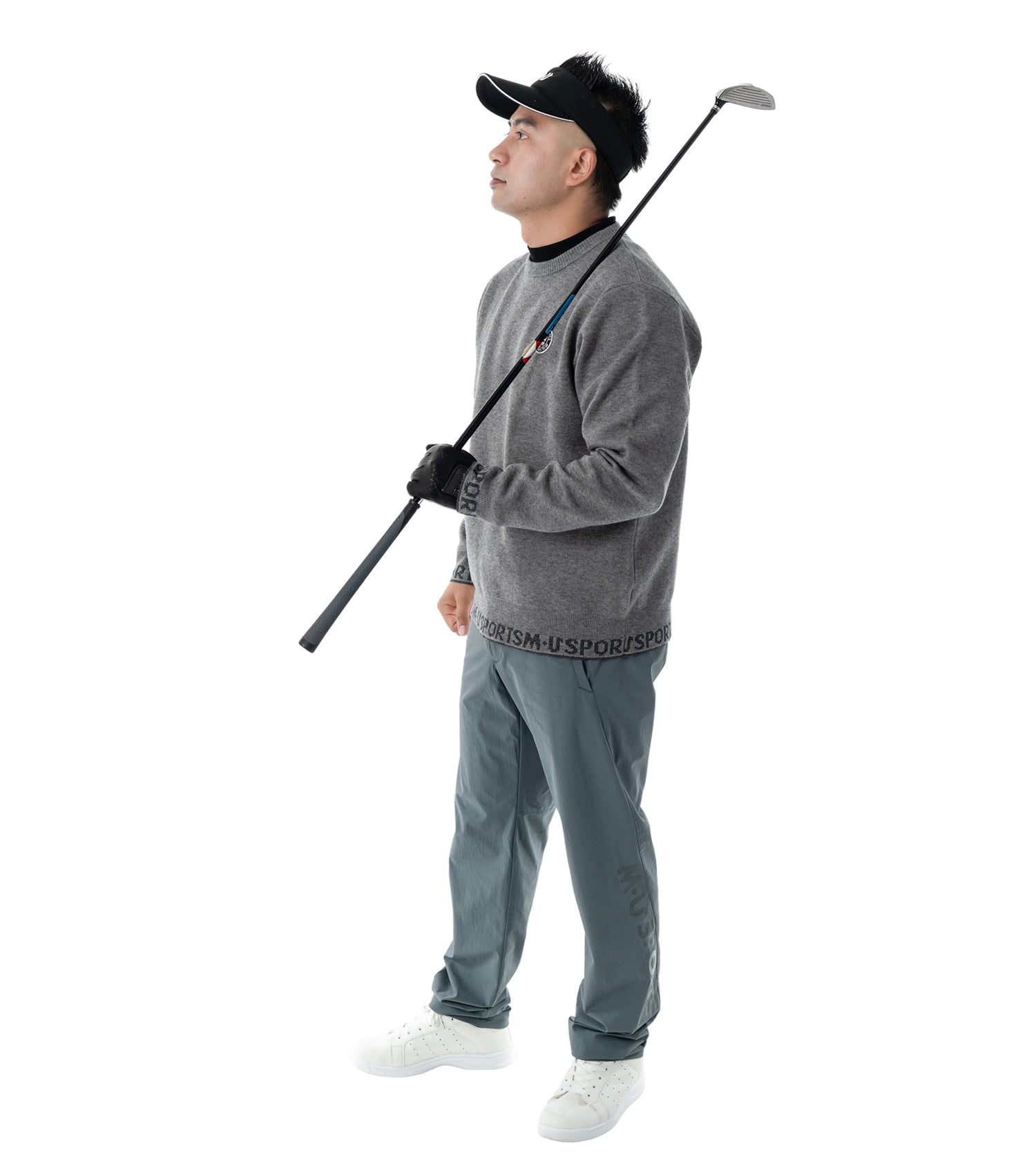 メンズスリム切替パンツ