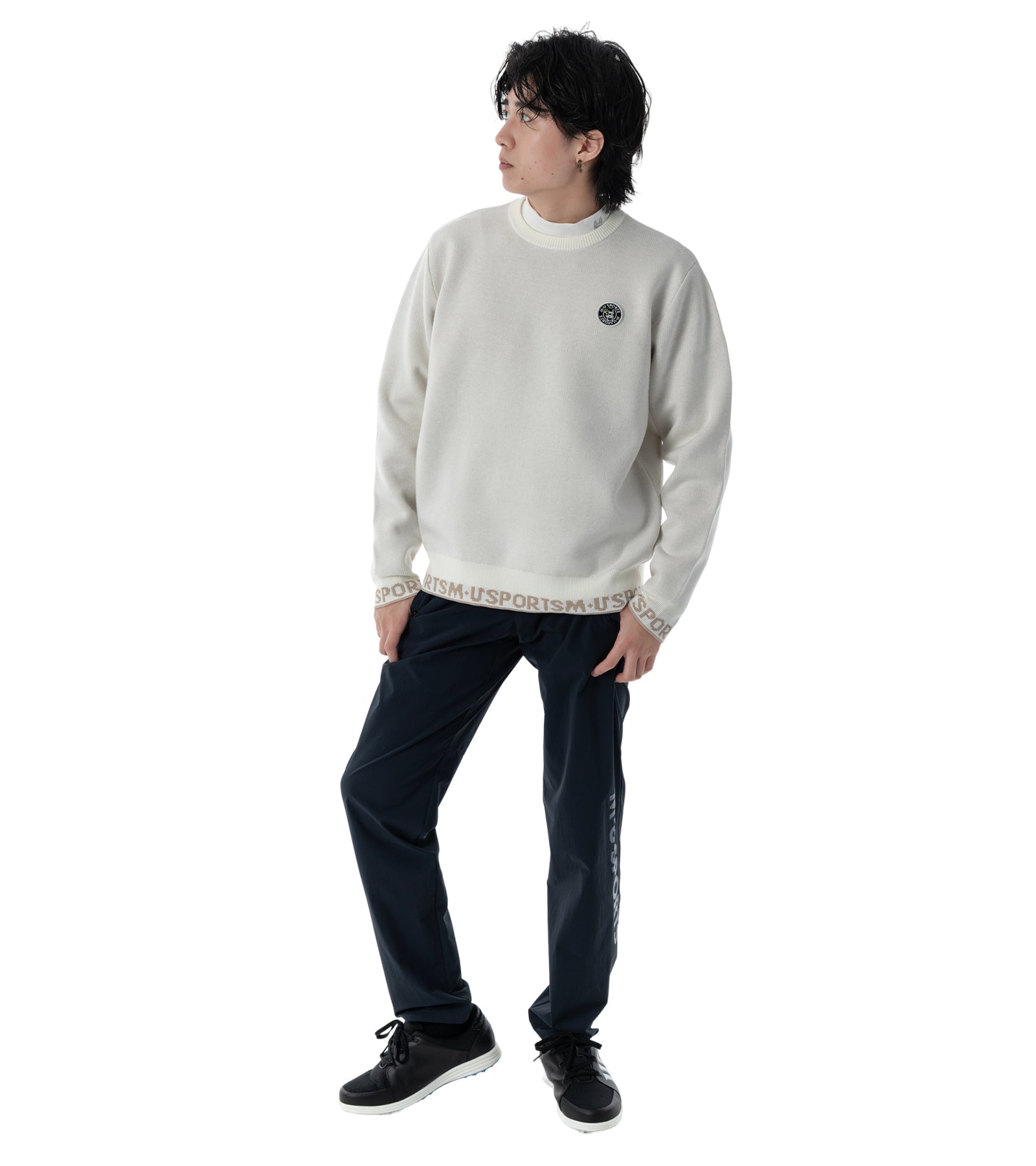 メンズスリム切替パンツ