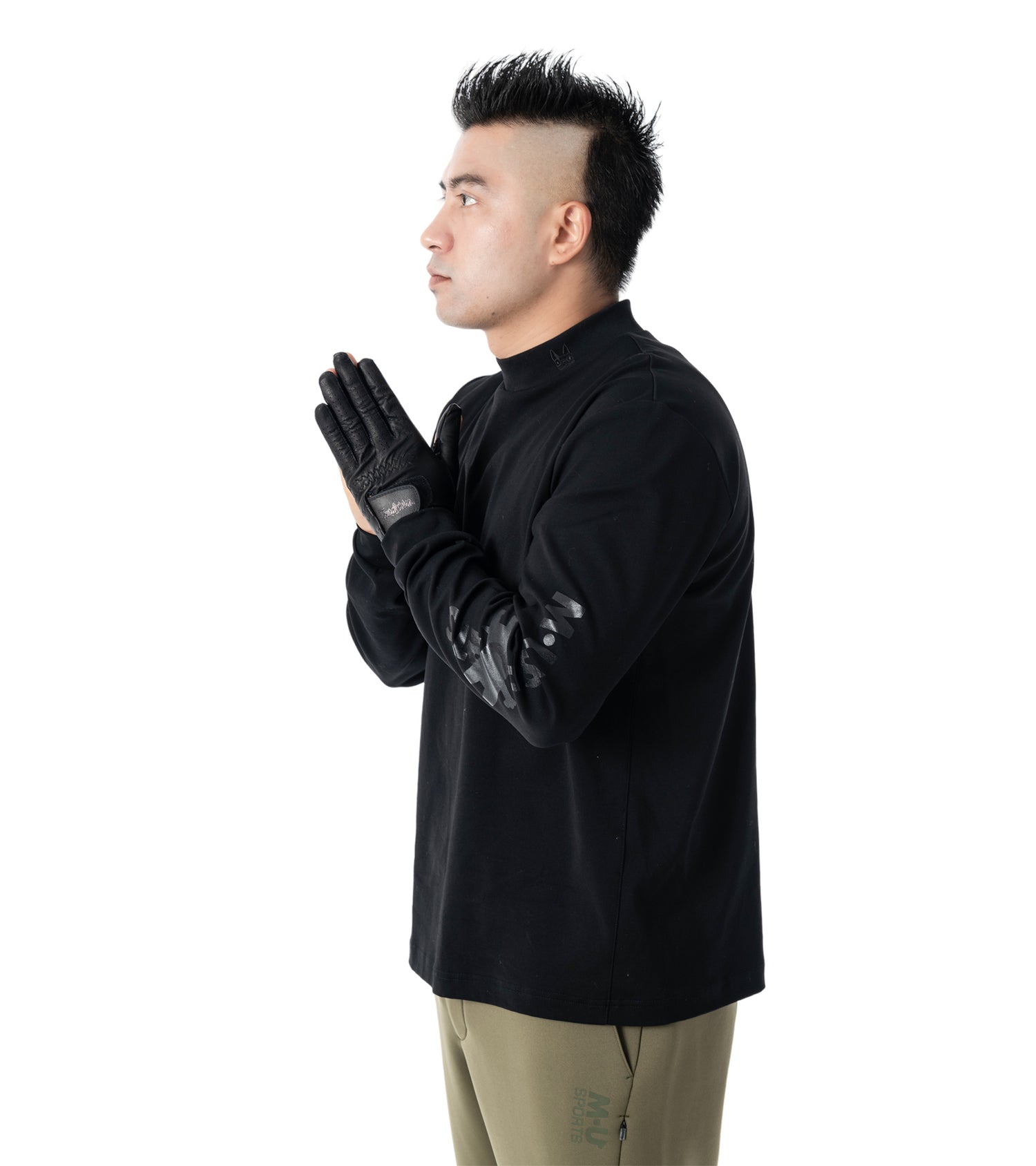 メンズ長袖モックネック