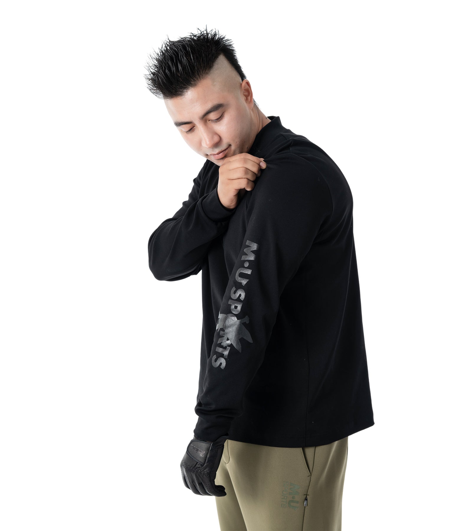 メンズ長袖モックネック