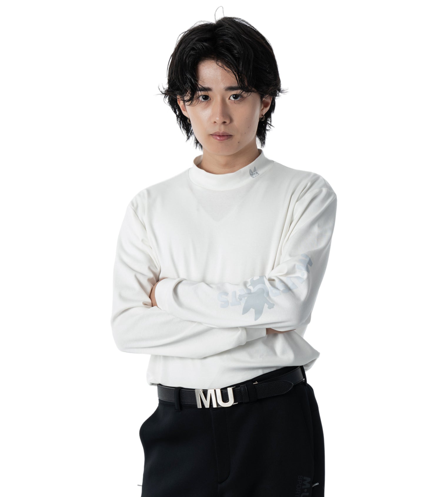 メンズ長袖モックネック