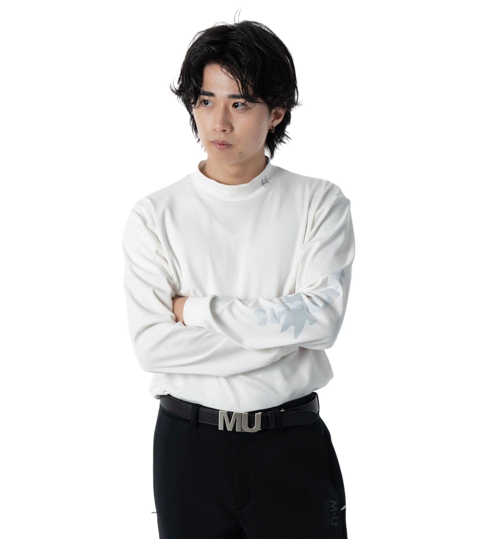 メンズ長袖モックネック