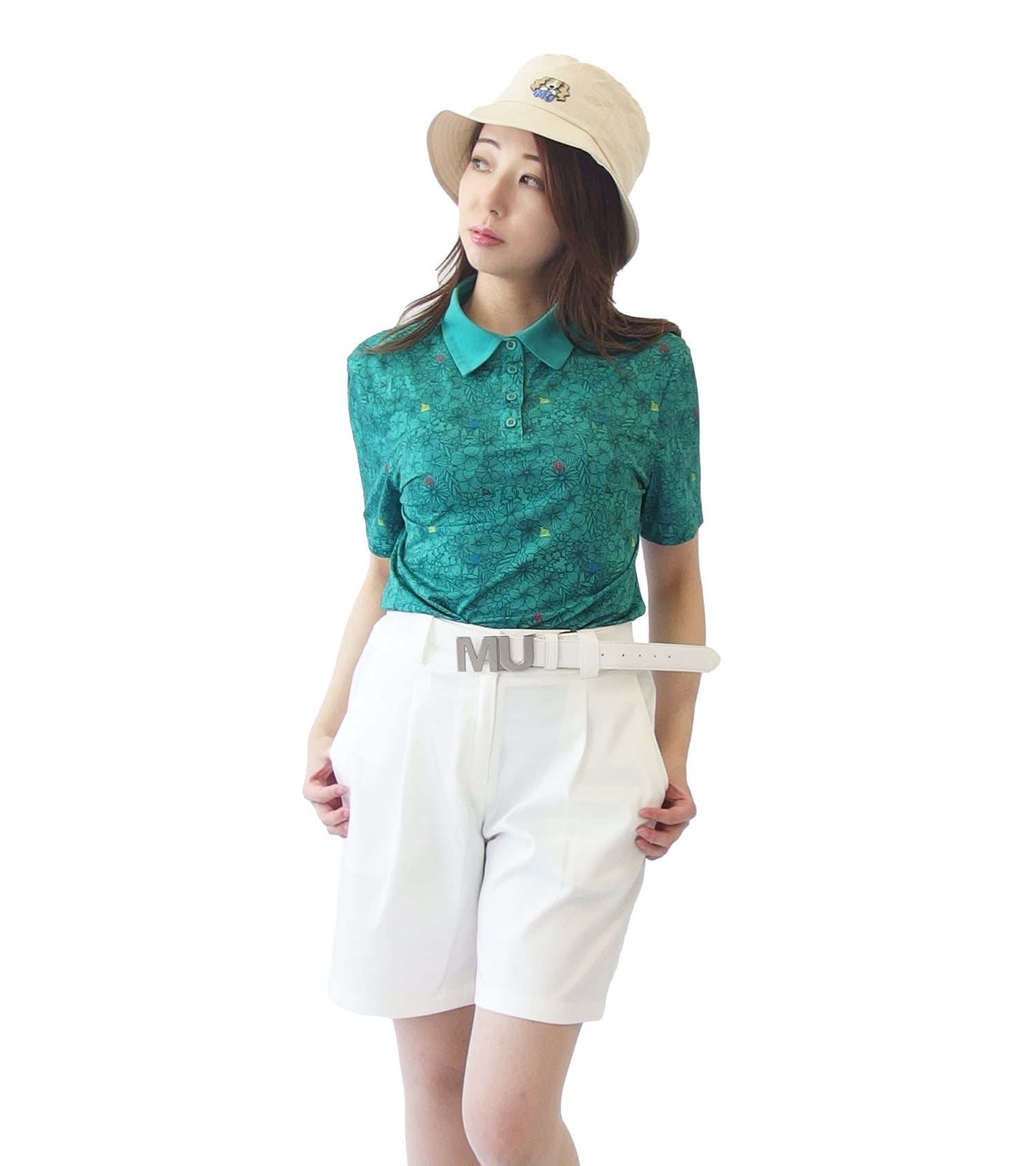 半袖ボタニカル柄シャツ