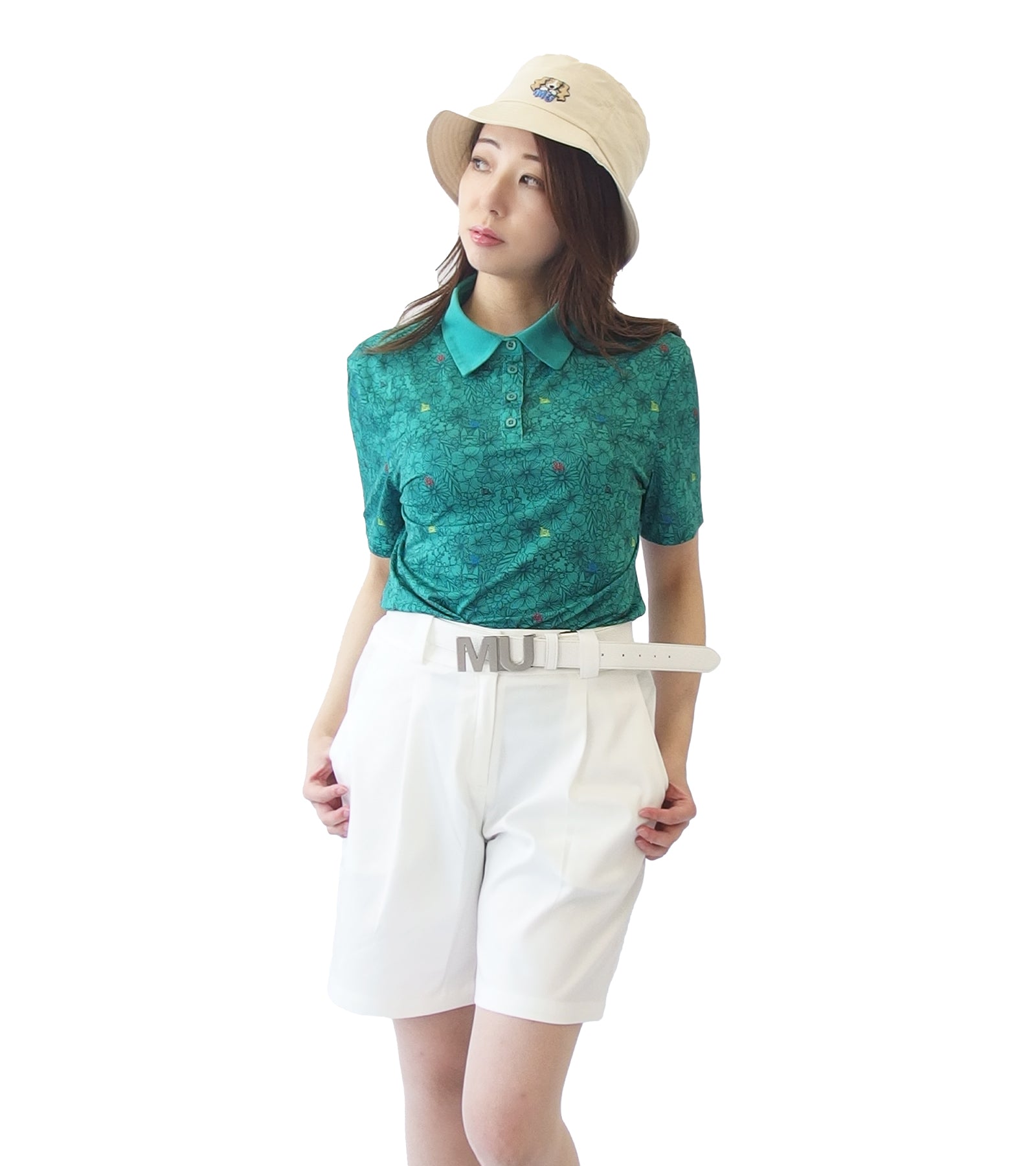 半袖ボタニカル柄シャツ