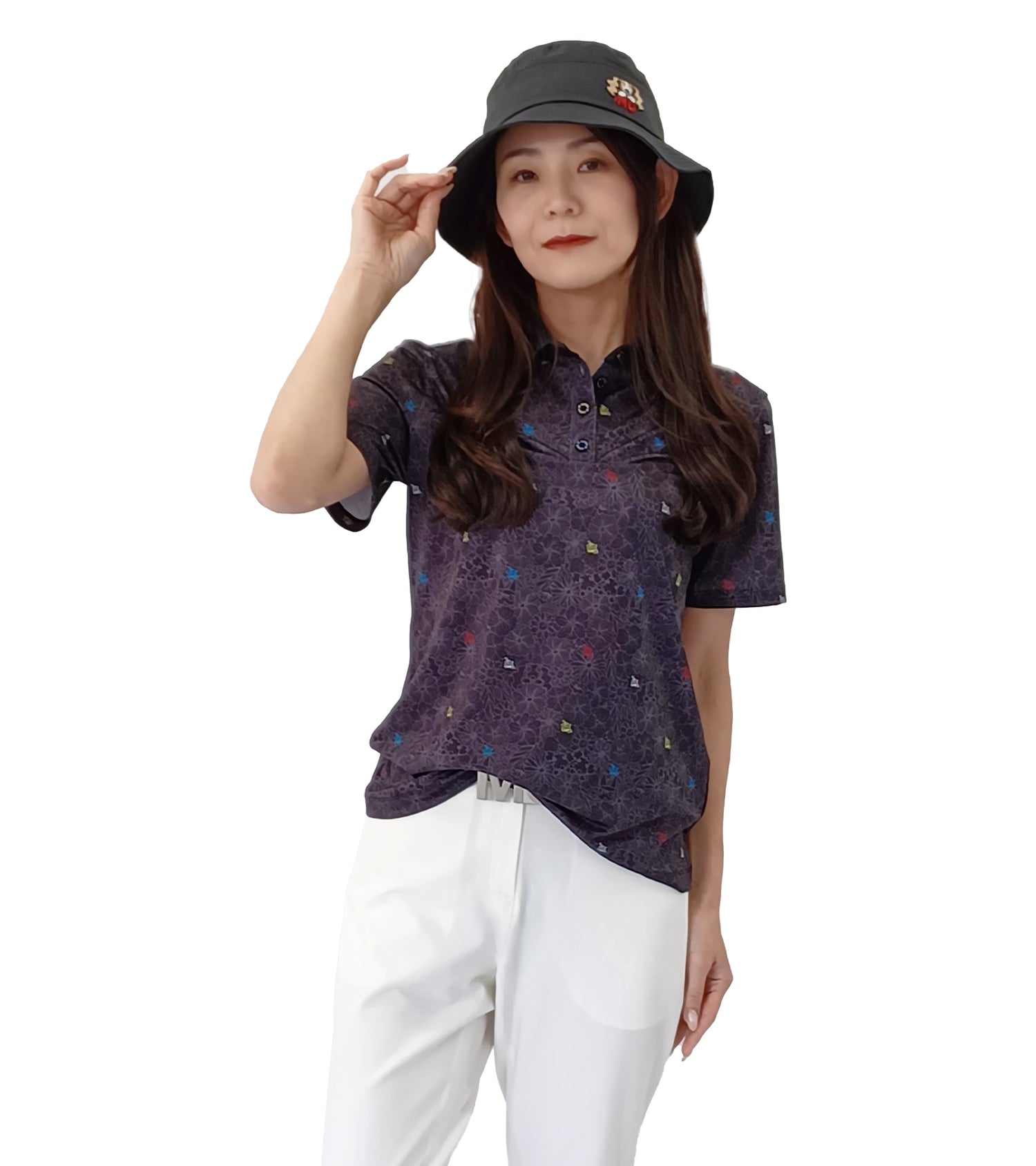 半袖ボタニカル柄シャツ