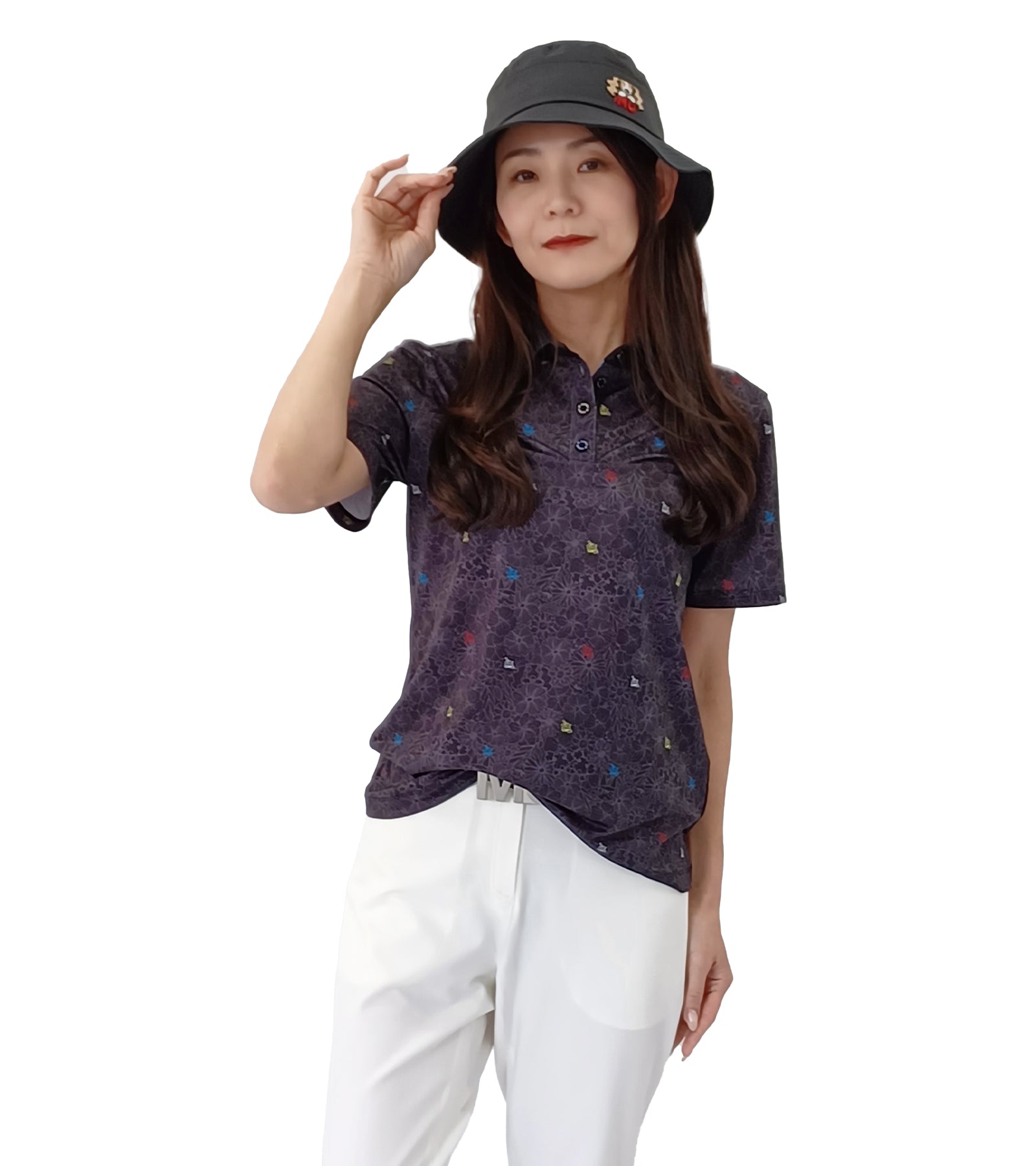 半袖ボタニカル柄シャツ