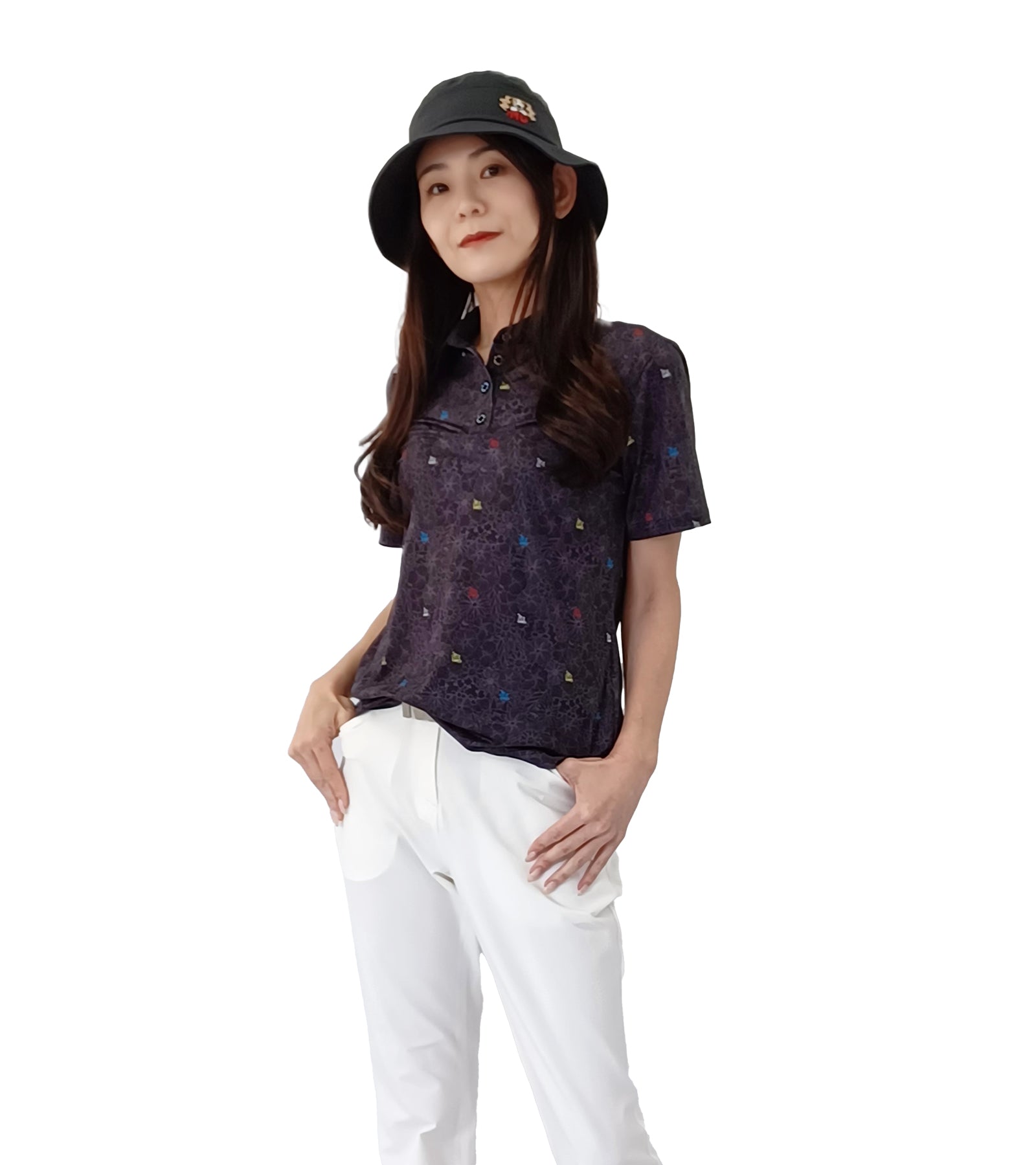 半袖ボタニカル柄シャツ