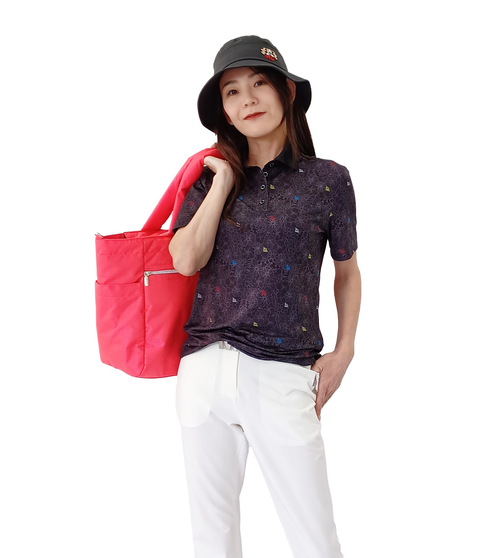 半袖ボタニカル柄シャツ