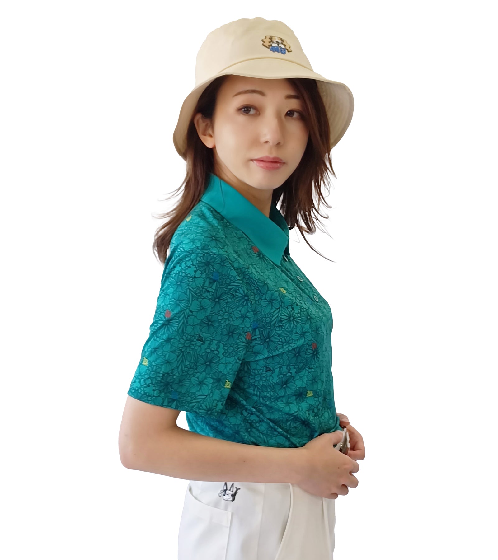 半袖ボタニカル柄シャツ