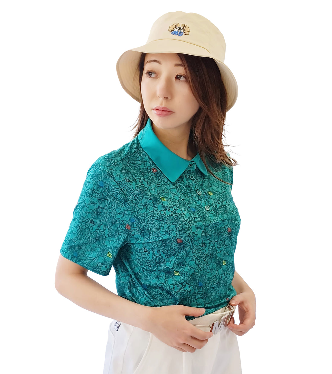 半袖ボタニカル柄シャツ