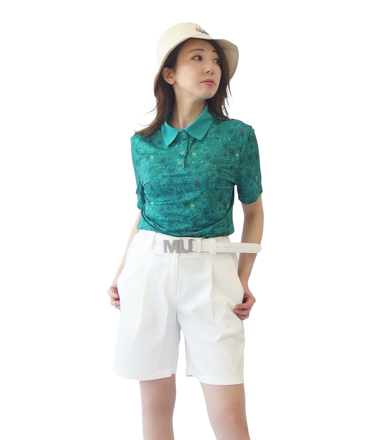 半袖ボタニカル柄シャツ