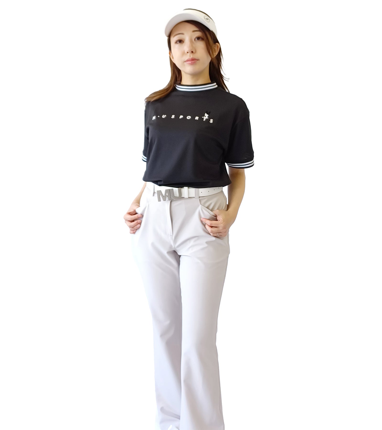 半袖モックネックロゴTシャツ
