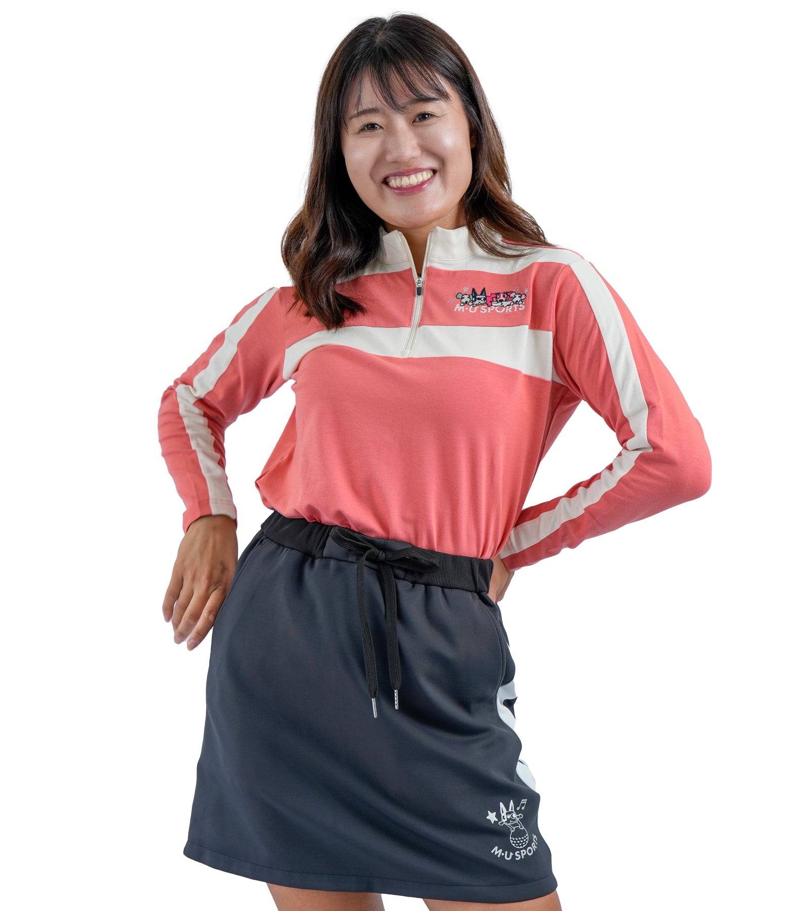 バイカラーハーフジップアップ