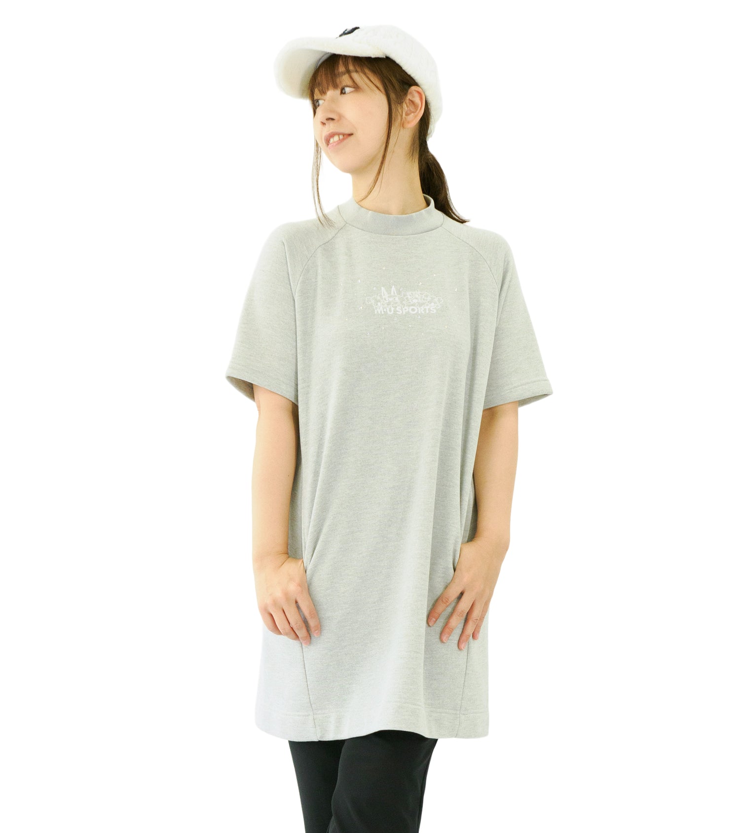 裏毛モックネックチュニック