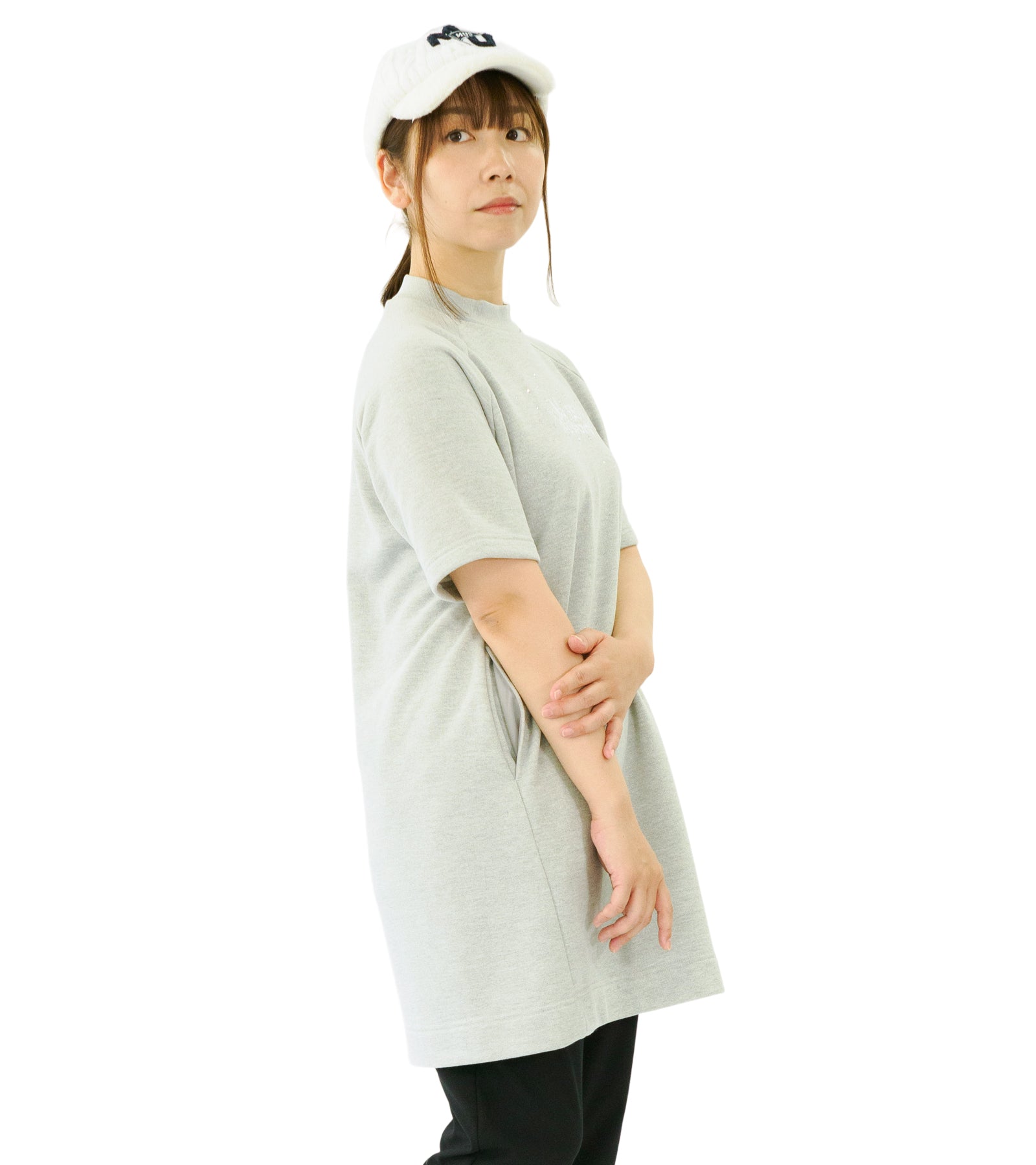 裏毛モックネックチュニック