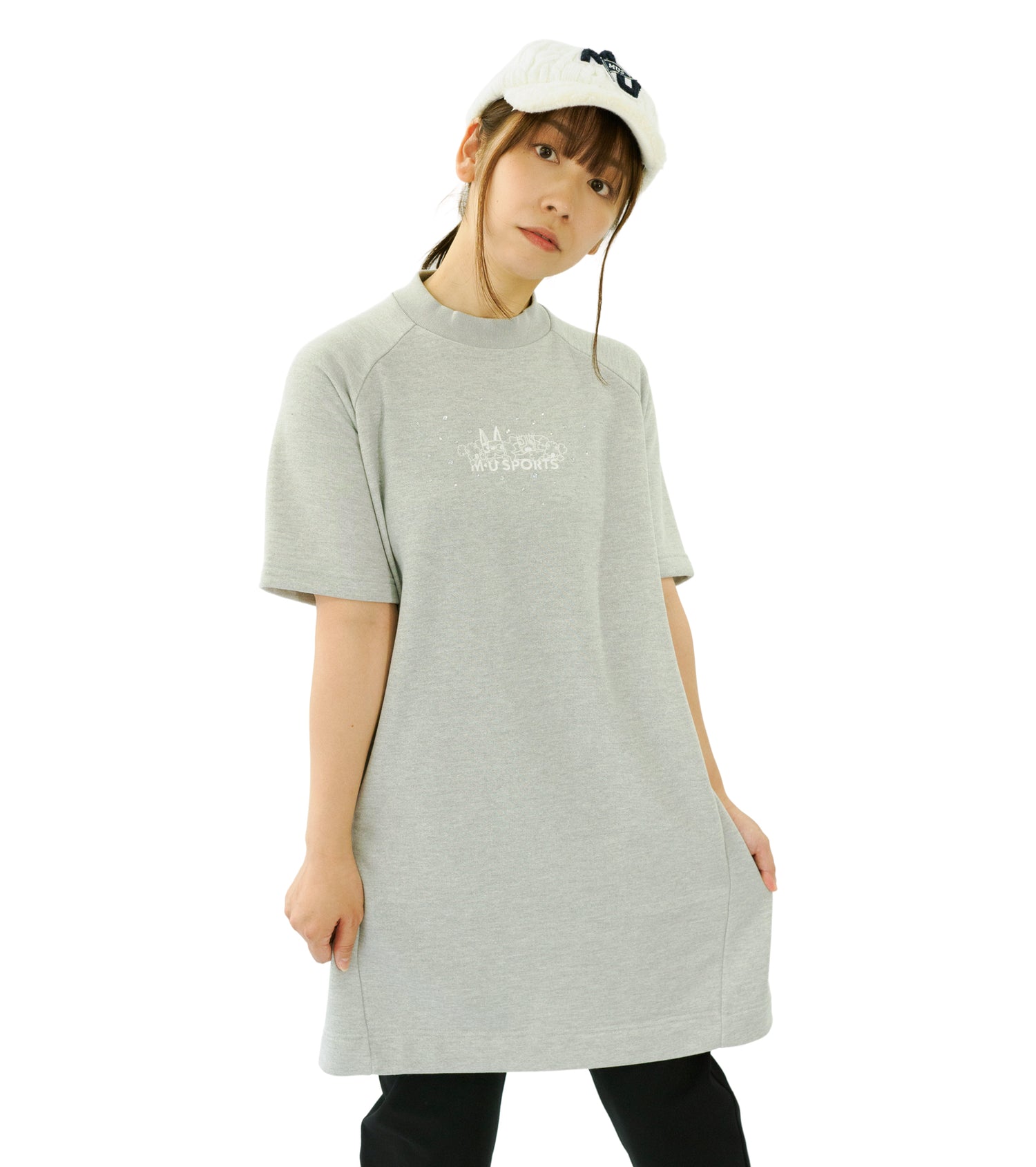 裏毛モックネックチュニック