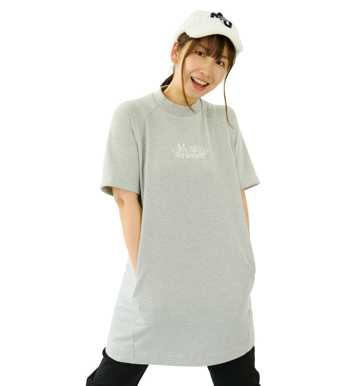 裏毛モックネックチュニック