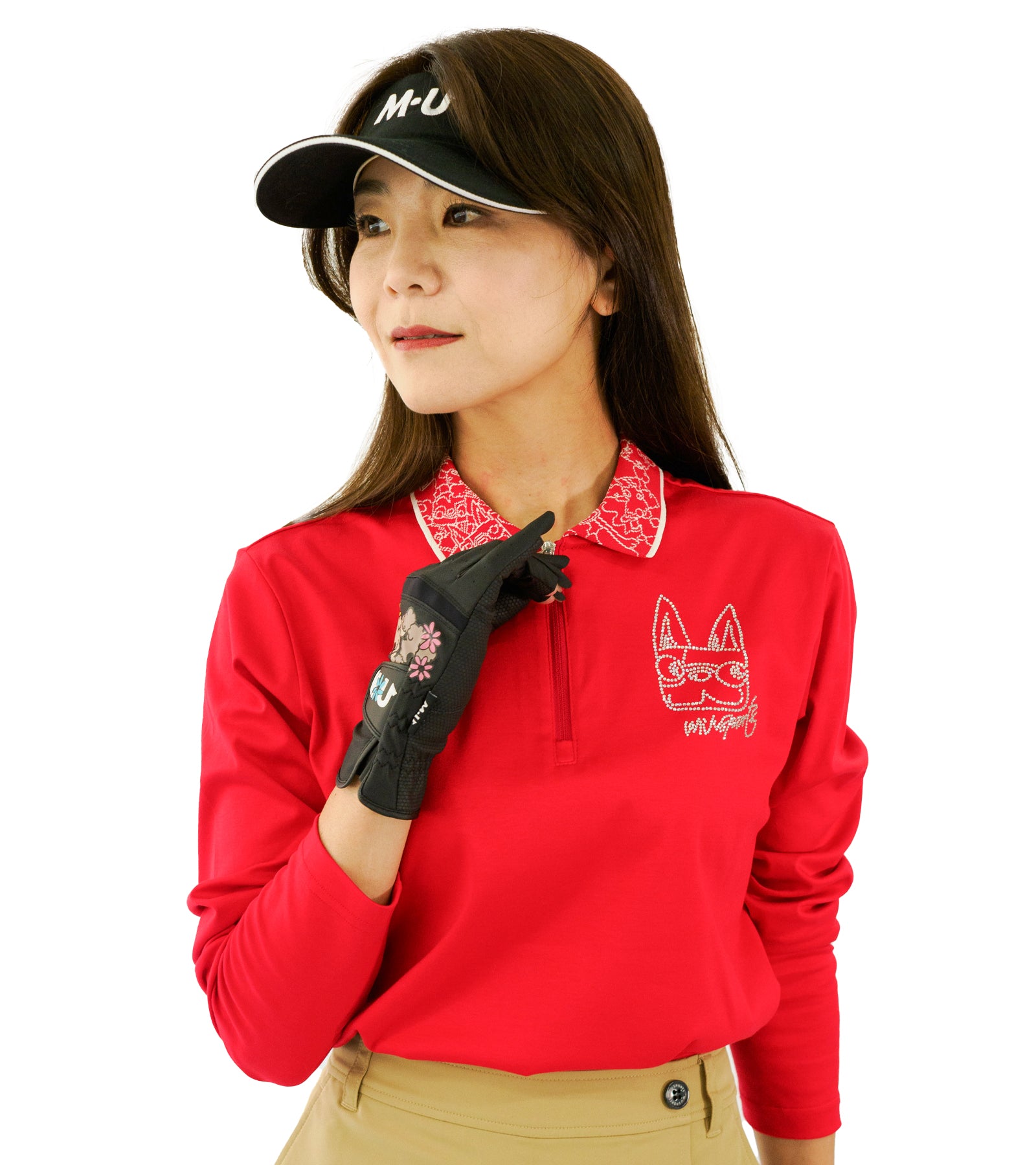 ジャガード衿ジップアップシャツ