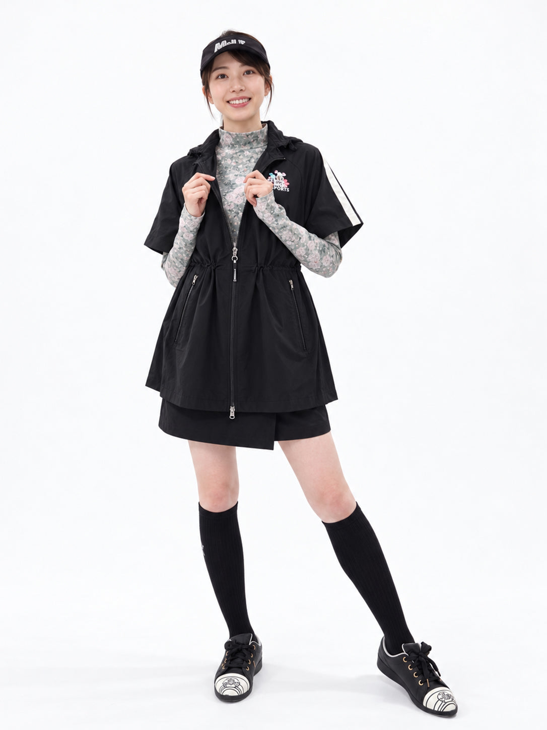 花柄モックネックTシャツ