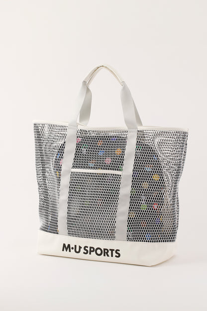 Water-repellent polka dot &amp;amp; character allover pattern mesh 3WAY tote type Boston bag (703Q1208)