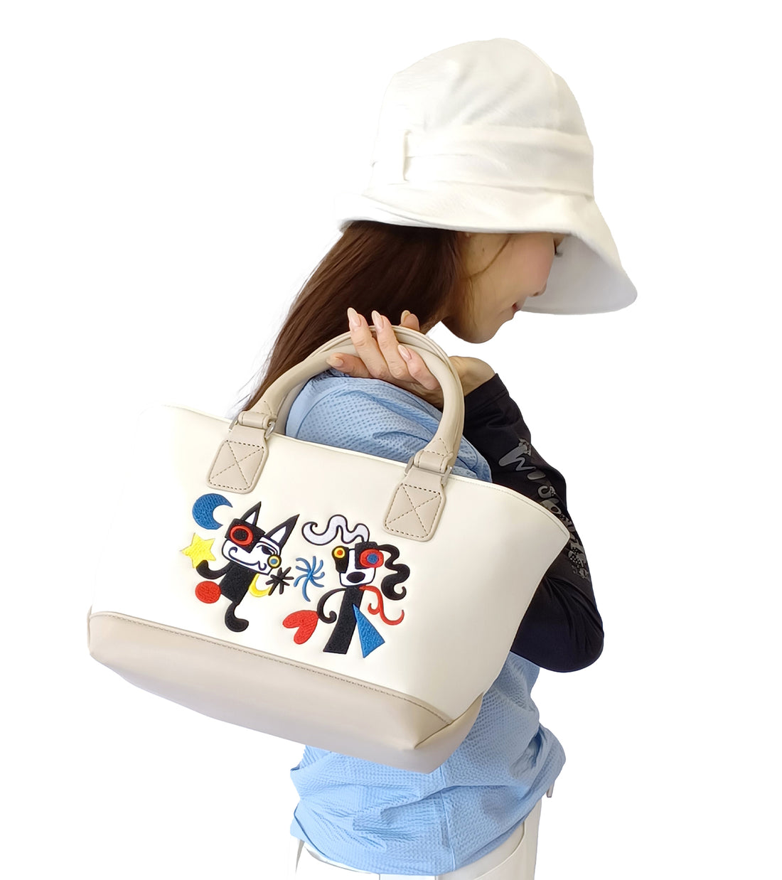 ポップアートカラフルパッチワーク刺繍カートポーチ