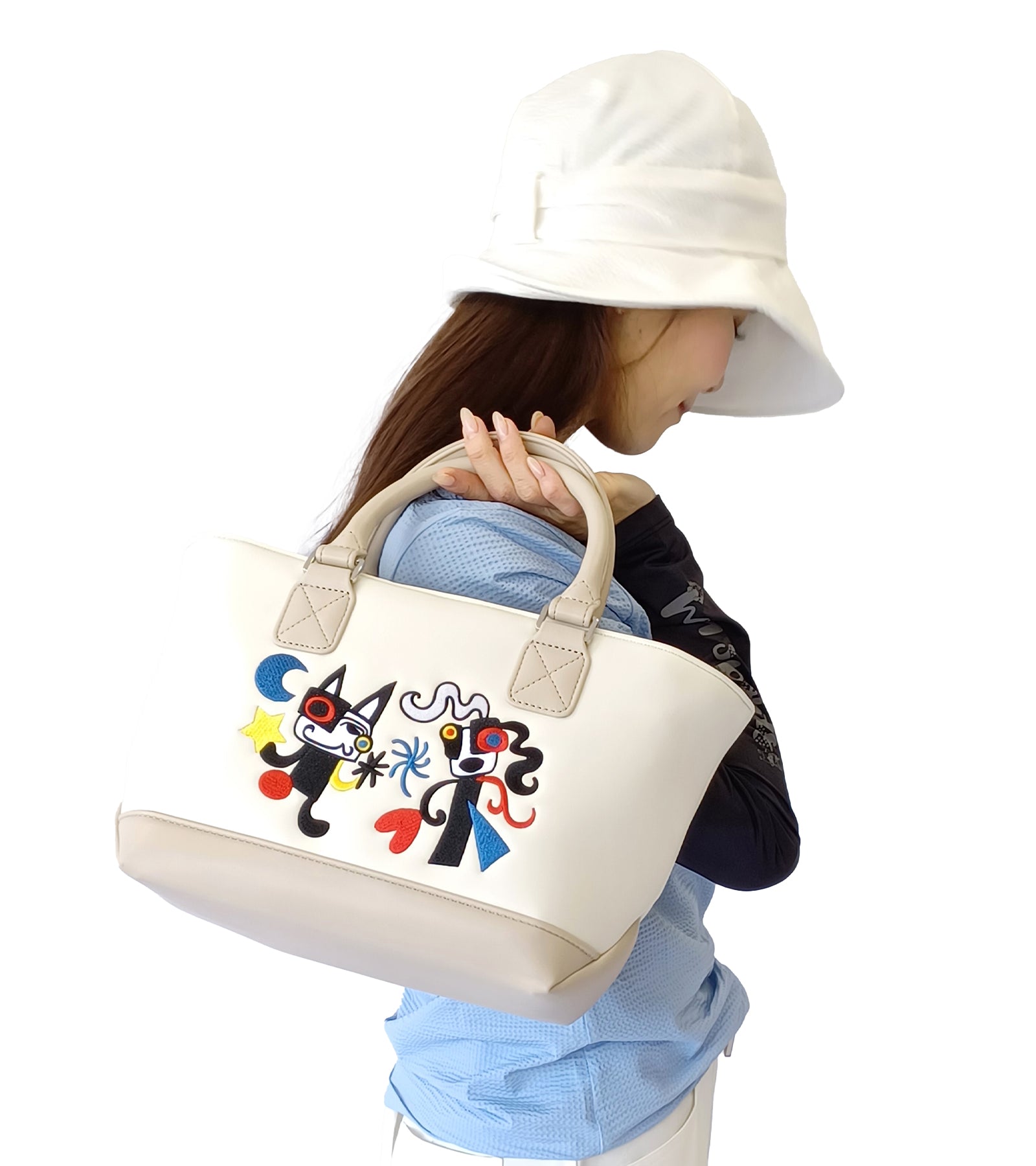 ポップアートカラフルパッチワーク刺繍カートポーチ