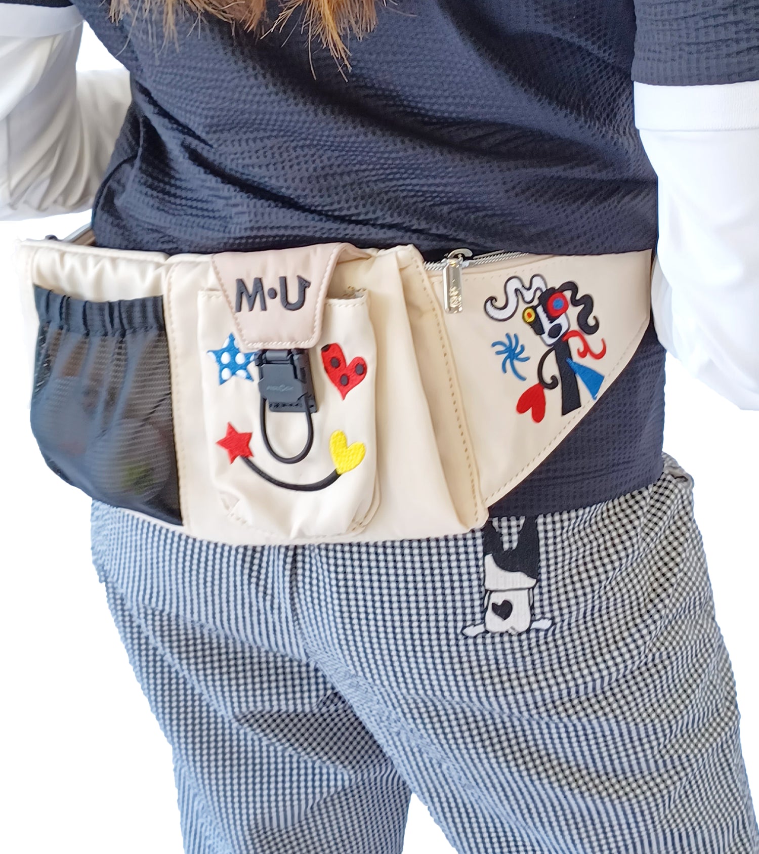 ポップアートカラフルパッチワーク刺繍多機能ウエストポーチ