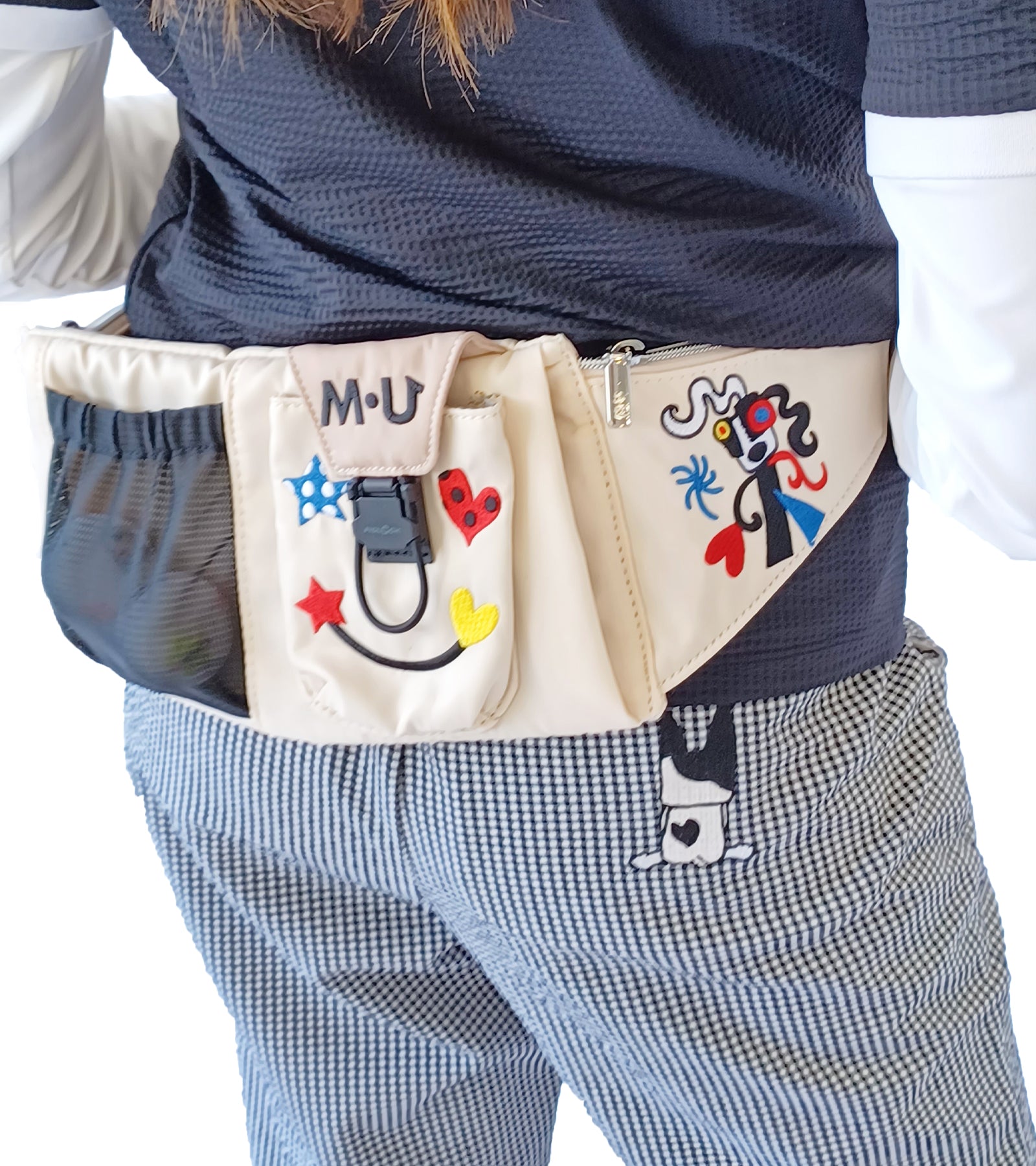 ポップアートカラフルパッチワーク刺繍多機能ウエストポーチ