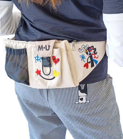 ポップアートカラフルパッチワーク刺繍多機能ウエストポーチ