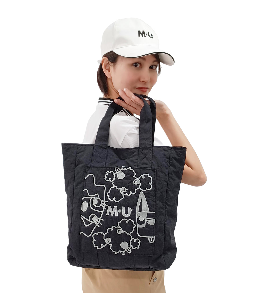 軽量変顔キャラクター刺繍マルチバッグ