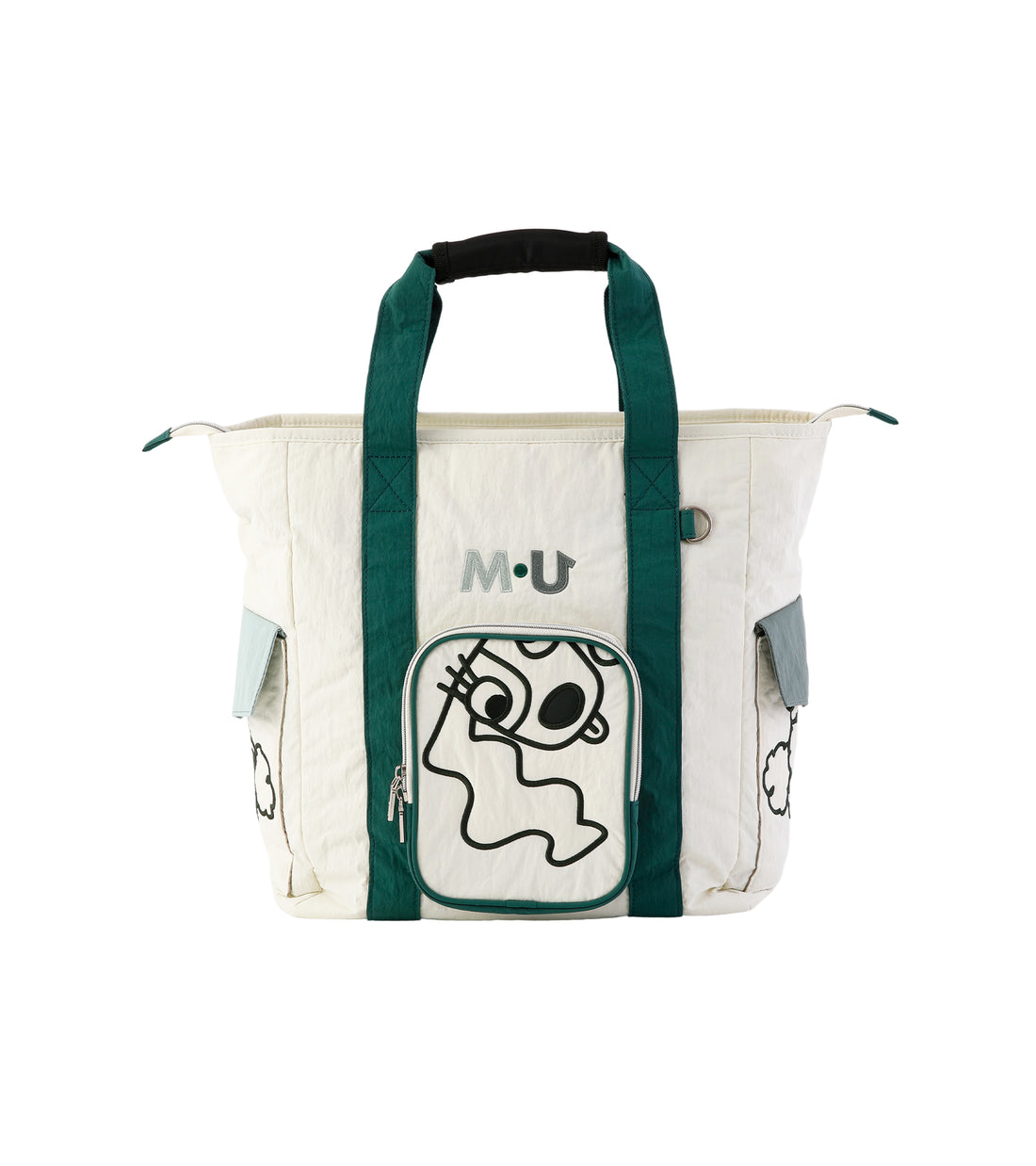 軽量変顔キャラクター刺繍トート型ボストンバッグ