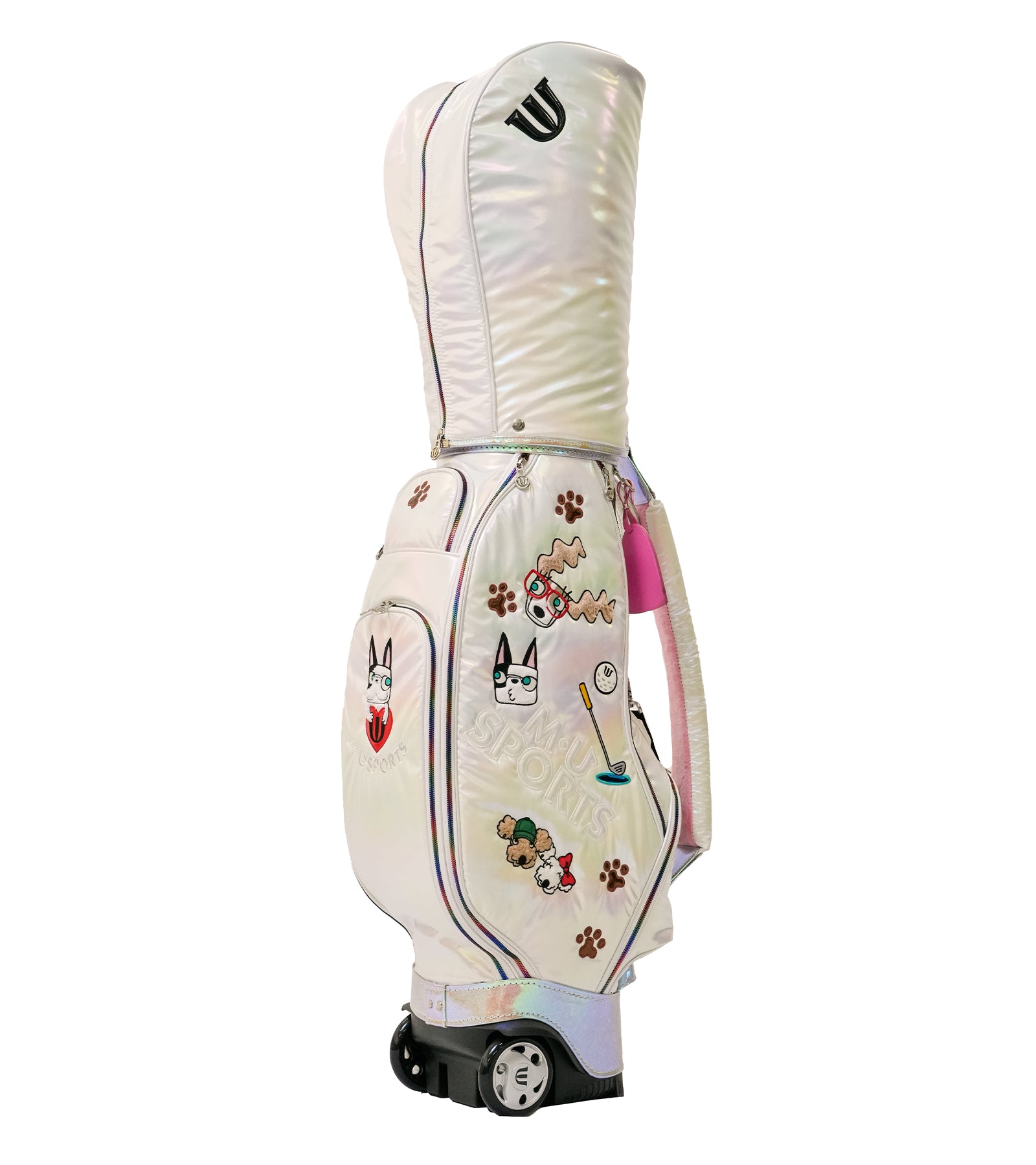 M-U SPORTS キャディバッグ ホワイト/レッド M・U SPORTS MU SPORTS MU スポーツ キャディバッグ ゴルフ