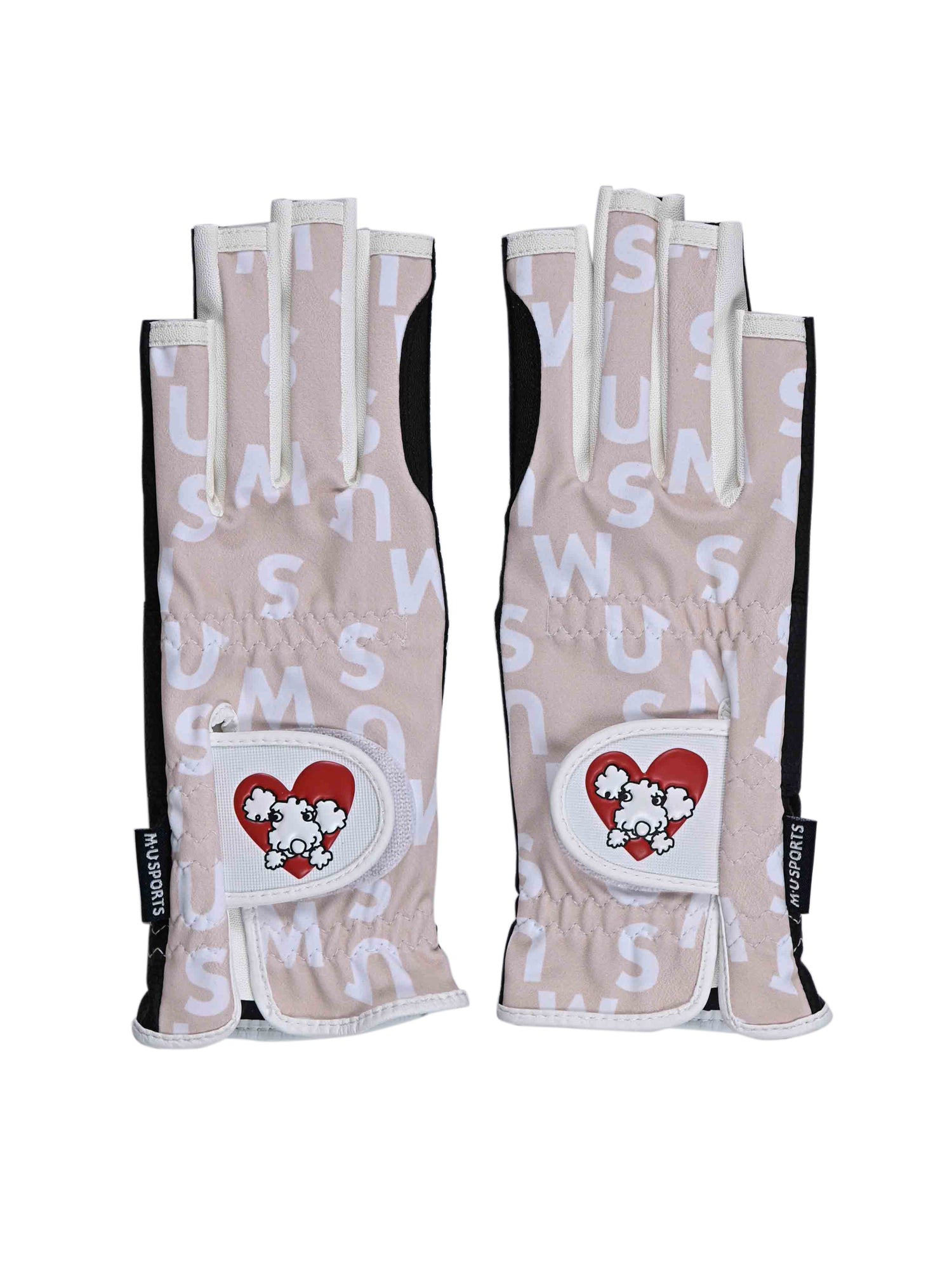 MU logo all-over pattern two-handed gloves without fingertips (703J6804)