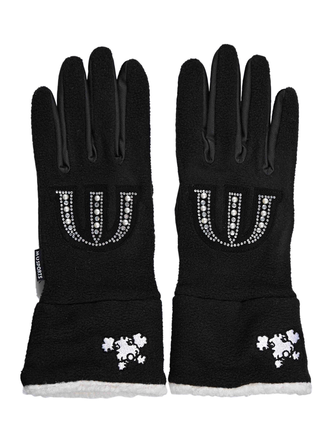 Glitter motif fleece gloves for both hands (703J6808)