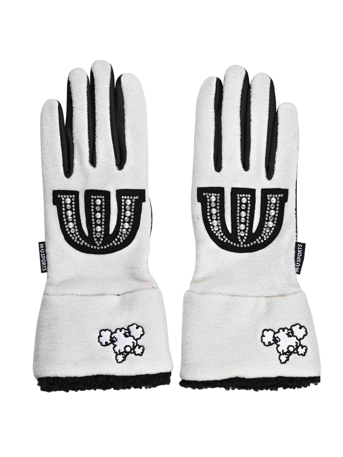 Glitter motif fleece gloves for both hands (703J6808)