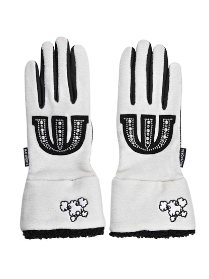 Glitter motif fleece gloves for both hands (703J6808)