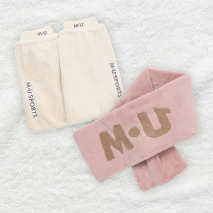 [Flush Set] Boar Stole &amp;amp; Boar Leg Warmer 2-piece Set (Pink &amp;amp; Ivory)