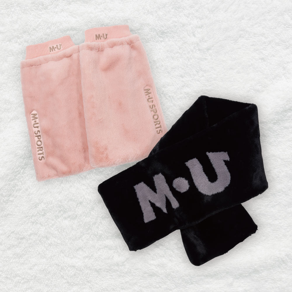 [Flush Set] Boar Stole &amp;amp; Boar Leg Warmer 2-piece Set (Black &amp;amp; Pink)