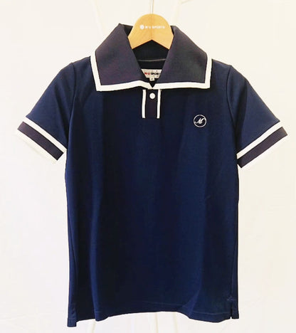Short sleeve line detail big collar polo shirt (701J2008)