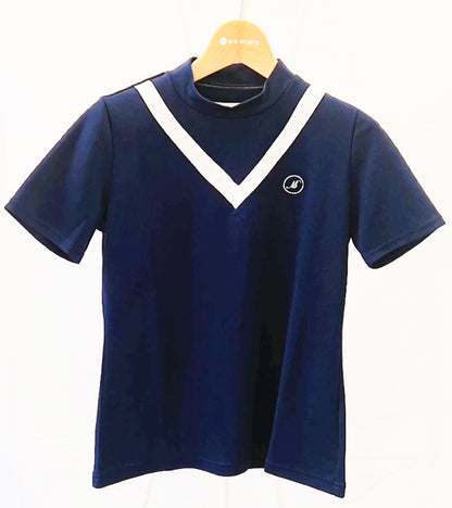 半袖ハイテンションVラインモックネックプルオーバー（701J3406）