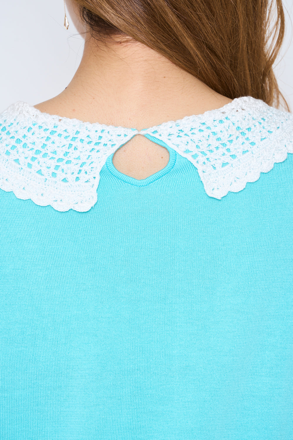 Crochet collar short sleeve knit (701H6208K)