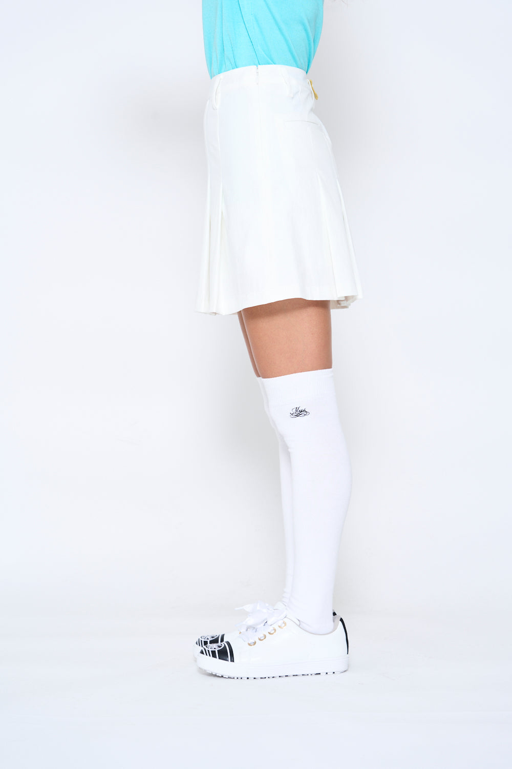 High tension pleated skirt with ribbon belt (701H6508K)