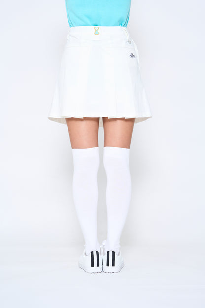 High tension pleated skirt with ribbon belt (701H6508K)